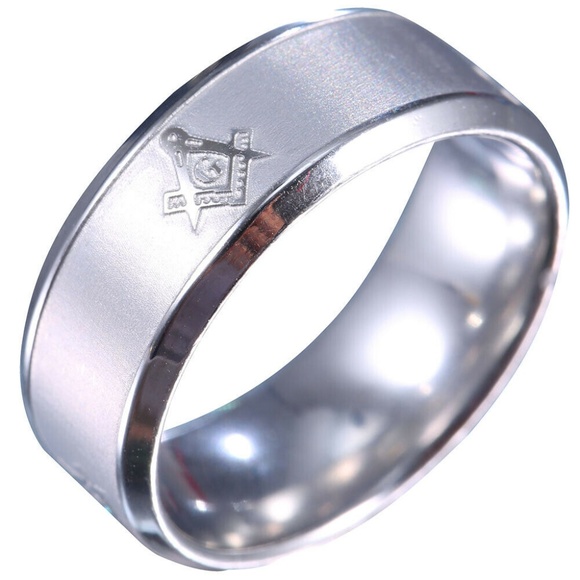 Stainless Steel Masonic Masons Ring Size 11 - Picture 1 of 2